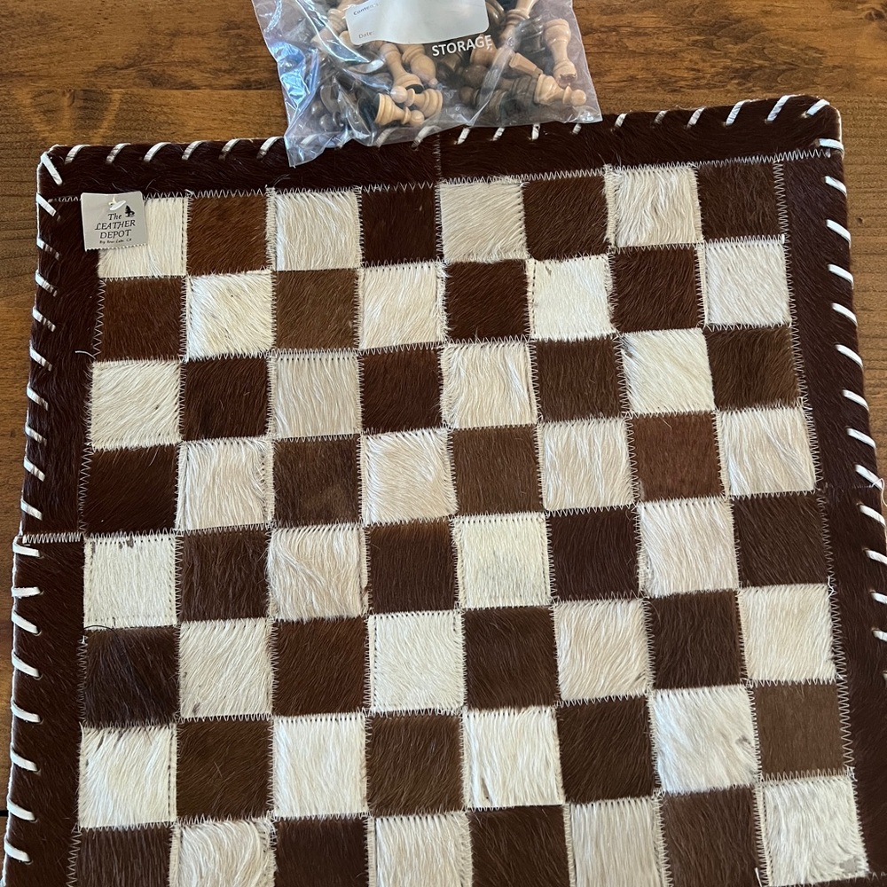 Cowhide Chess Set- country style/farmhouse style/rustic design